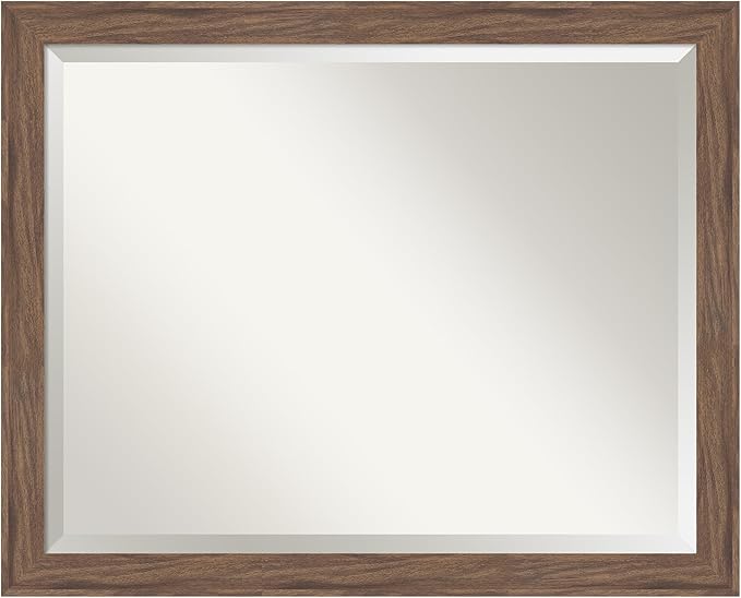 Amanti Art Brown Wall Mirror 25x31 Pia Medium Brown Narrow Rectangle Bathroom by AmantiArt