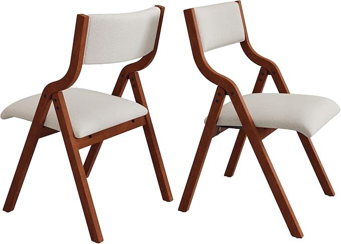 Folding Dining Chairs Set of 2, Upholstered Kitchen Chair - Image 7