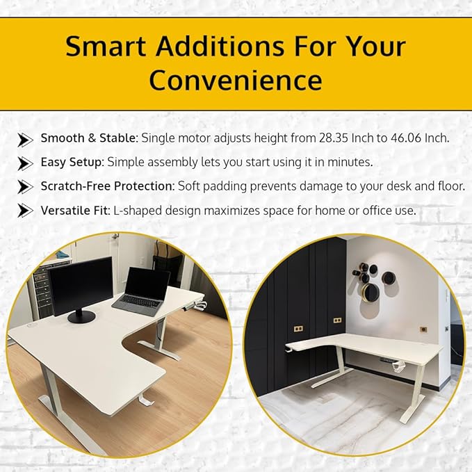 63 x 24 Inch Electric Standing Desk L Shaped Corner Height Adjustable Ergonomic - Image 5