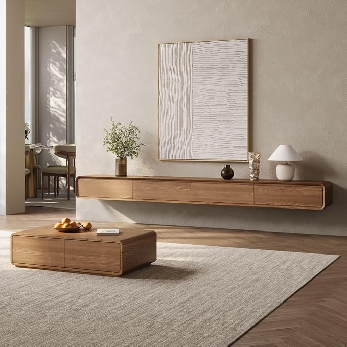 POVISON Fully-Assembled Minimalist Floating TV Stand, Modern Wall-Mounted - Image 3