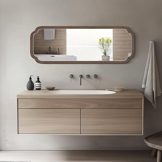 WallBeyond Full Length Mirror Wall Mounted 43"x16", Rustic Wooden Frame Floor - Image 4