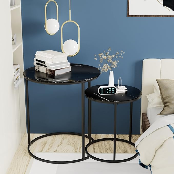 Black Marble Nesting Coffee Table - Image 6