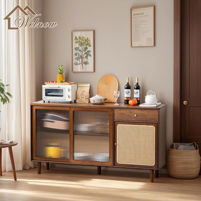 Welnow Buffet Cabinet, Bamboo Sideboard - Image 8