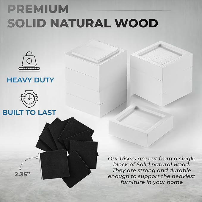 FASONLA Bed Risers Furniture Risers Lifts Height 1", Solid Natural Wood Risers - Image 4
