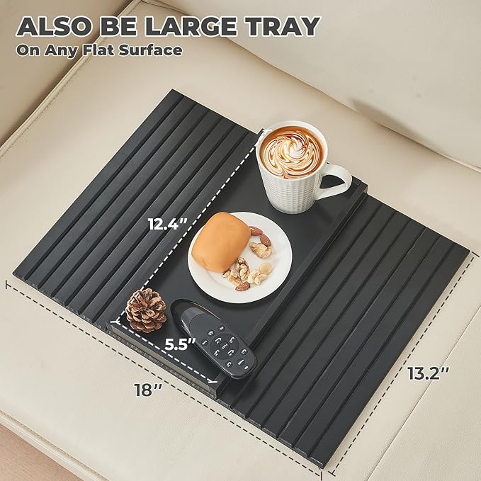 Bamboo Sofa Arm Tray, Anti Falling Couch Arm Tray Table, Foldable Couch Armrest - Image 4
