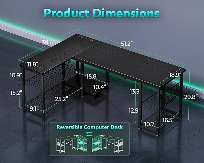Casaottima 51 Inch L Shaped Gaming Desk - Image 3