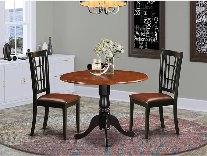 East West Furniture DLNI3-BCH-LC 3 Piece Dining Set Contains a Round Dining - Image 7