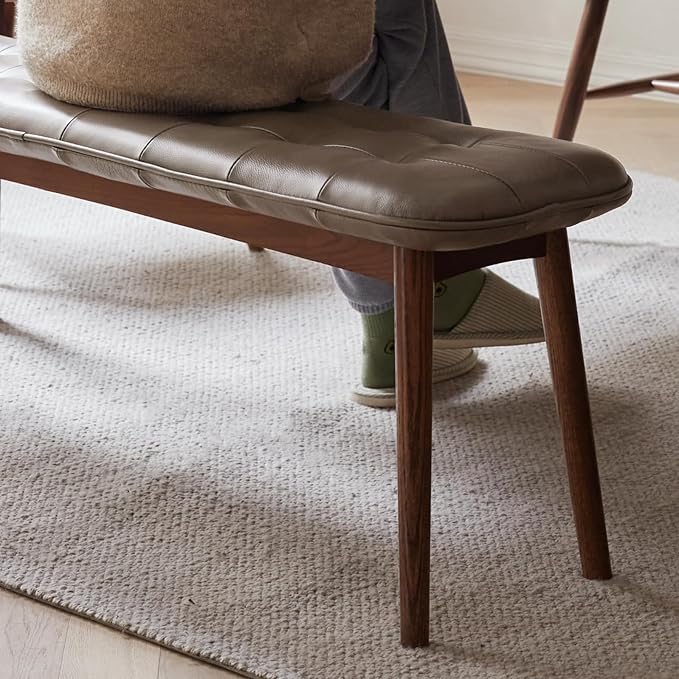 Upholstered Bench, 51.18 in Natural Oak Wood - Image 4