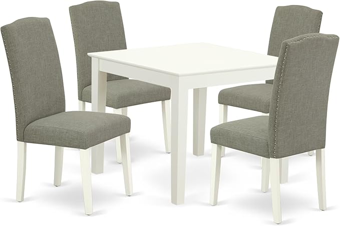 East West Furniture OXEN5-LWH-06 5 Piece Modern Dining Table Set Includes a by EastWestFurniture