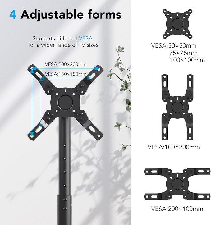 AX WABER Mobile TV Floor Stand for 13-50 inch LCD LED Flat/Curved Panel Screen - Image 10