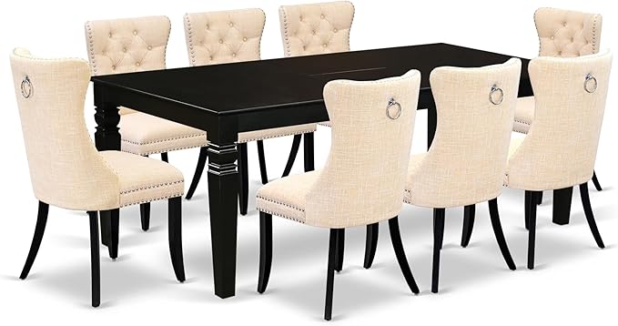 East West Furniture LGDA9-BLK-32 9 Piece Dining Room Set Includes a Rectangle by EastWestFurniture