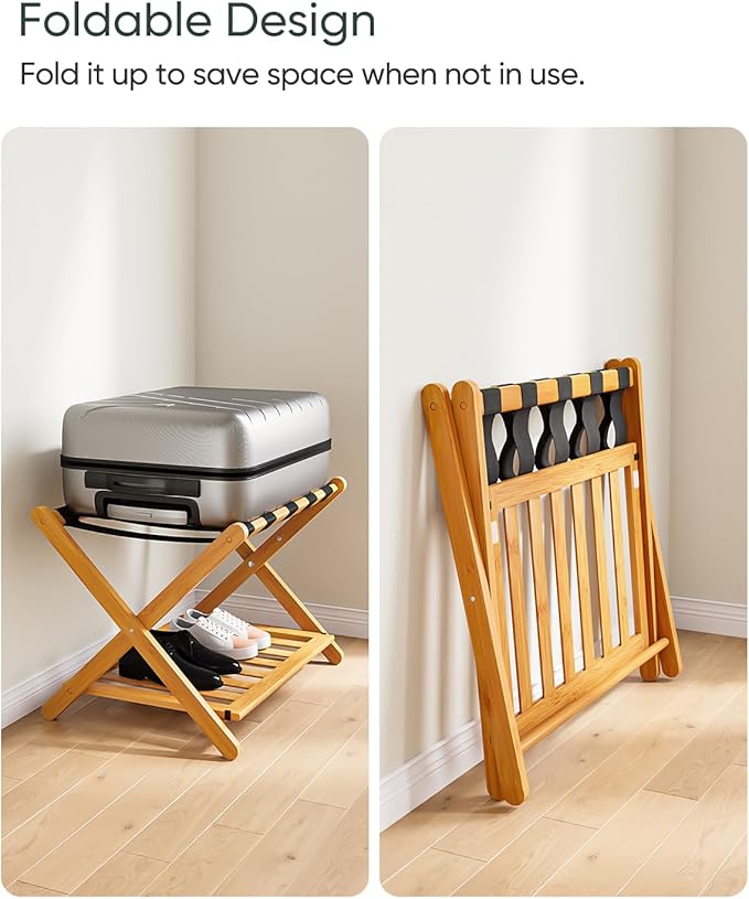 Pack of 2 Fully Assembled Bamboo Luggage Racks - Image 5