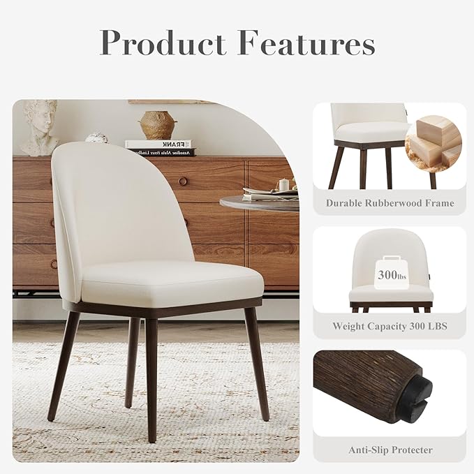 COLAMY Upholstered Dining Chairs Set of 2, Large Dining Room Kitchen Chairs - Image 4