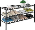 3-Tier Bamboo Long Shoe Rack, Free Standing Wood Shoe Shelf Storage Organizer by ROMGUAR+CRAFT