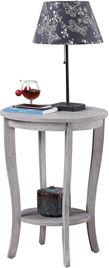 Convenience Concepts American Heritage Round End Table, Light Gray Wirebrush - Image 4
