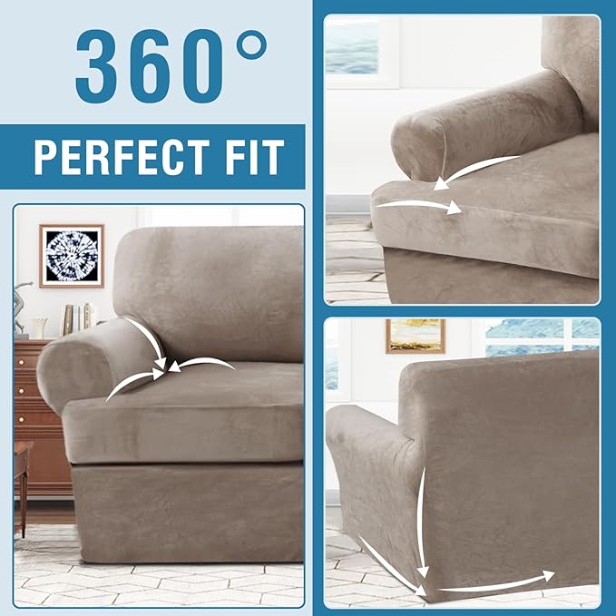 H.VERSAILTEX Sofa Cover 2 Piece Armchair Slipcovers Thick Velvet Couch Cover - Image 8