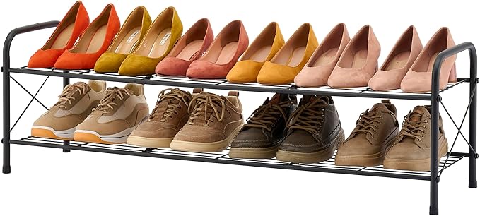 Hoctieon 2 Tier Shoe Rack for Closet, Durable Mesh Style Shoe Rack, Entryway - Image 8