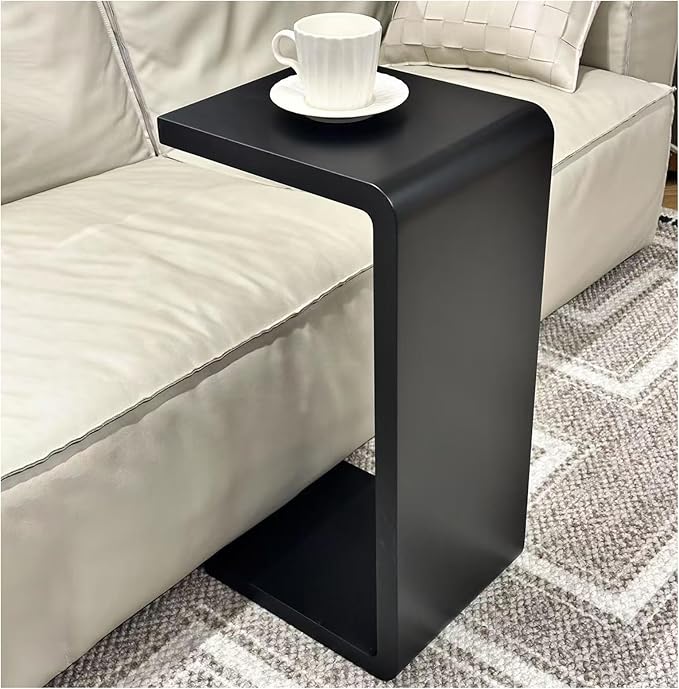C Shaped End Table, Solid Wood C Side Table by Unknown