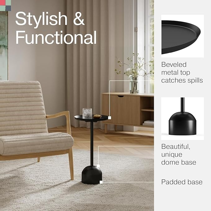 Round Metal Drink Table, Pedestal Drink Desk, Modern Home, and Living Room - Image 6
