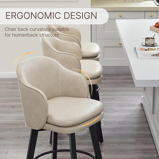 Counter Height Barstools 26 inch Upholstered Swivel Bar Stools - Image 6