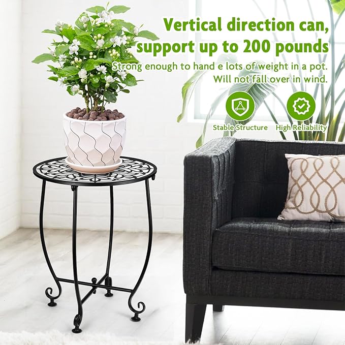 2 Pack Outdoor Side Table for Small Spaces, 14 Inch Patio Side Table, Plant - Image 7