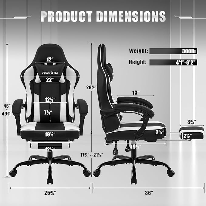 Gaming Chair for Adults and Teens, Ergonomic Leather Video Game Chairs - Image 2