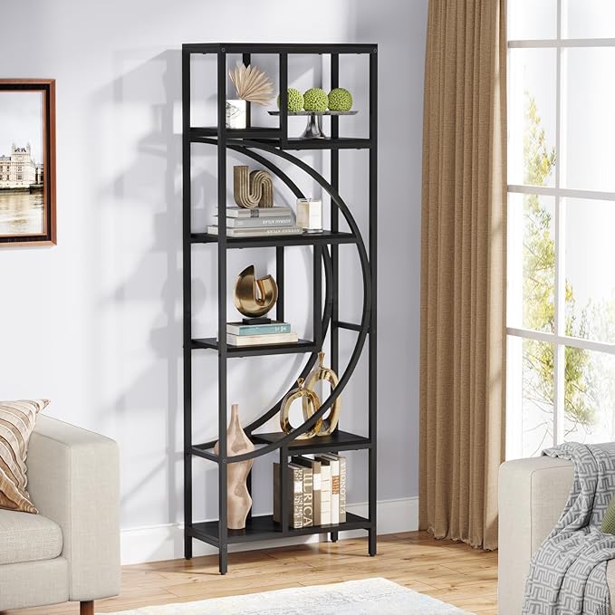 Geometric Bookshelf, 70.9" Tall Bookcase - Image 5