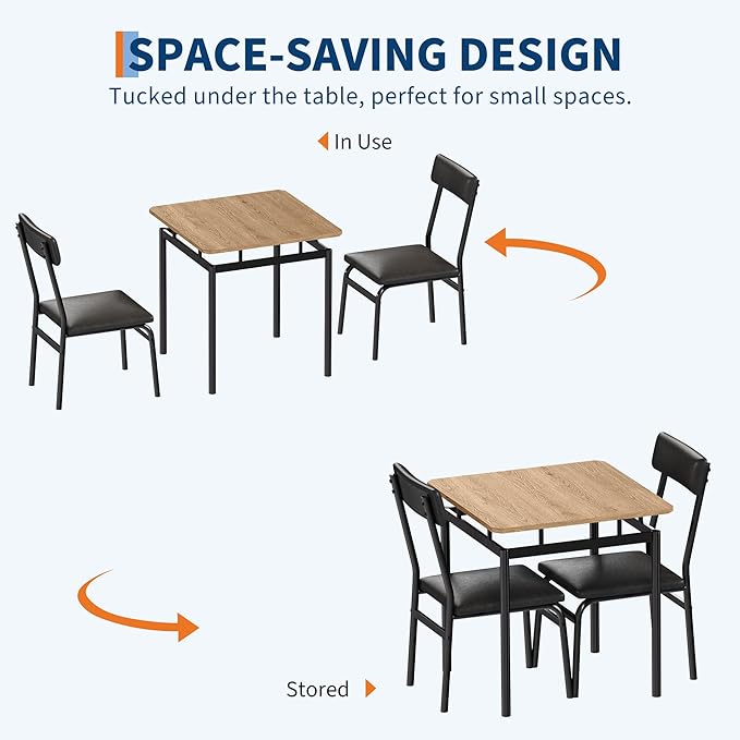 IDEALHOUSE 3 Piece Dining Room Table Set, Kitchen Table Set - Image 5
