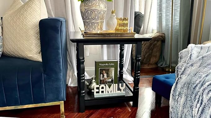 DWVO Farmhouse Square Coffee Table, Antique Accent Side Table - Image 5