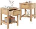 IBUYKE Rattan Nightstand Set of 2, Boho Night Stand by IBUYKE