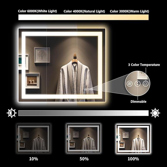 28x36 Inch LED Bathroom Mirror - Image 4