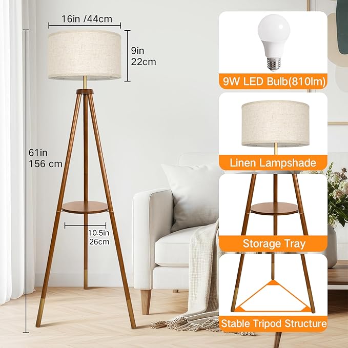 OUTON Wood Tripod Floor Lamp - Image 4