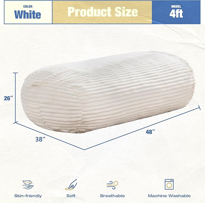 Hobestluk 4FT Bean Bag Chairs Adult Bean Bag - Image 2