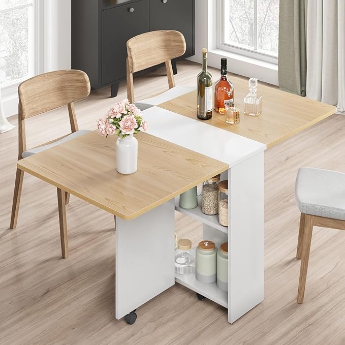 IDEALHOUSE Folding Dining Table, Drop Leaf Table by IDEALHOUSE