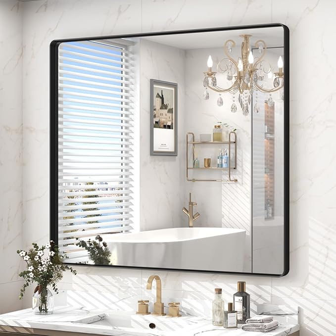 40x36 Inch Black Framed Bathroom Mirror by VANLIOBathroomMirror