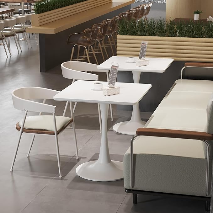 White Square Tulip Table for 2 Person, 24 Inch Small Dining Table - Image 6