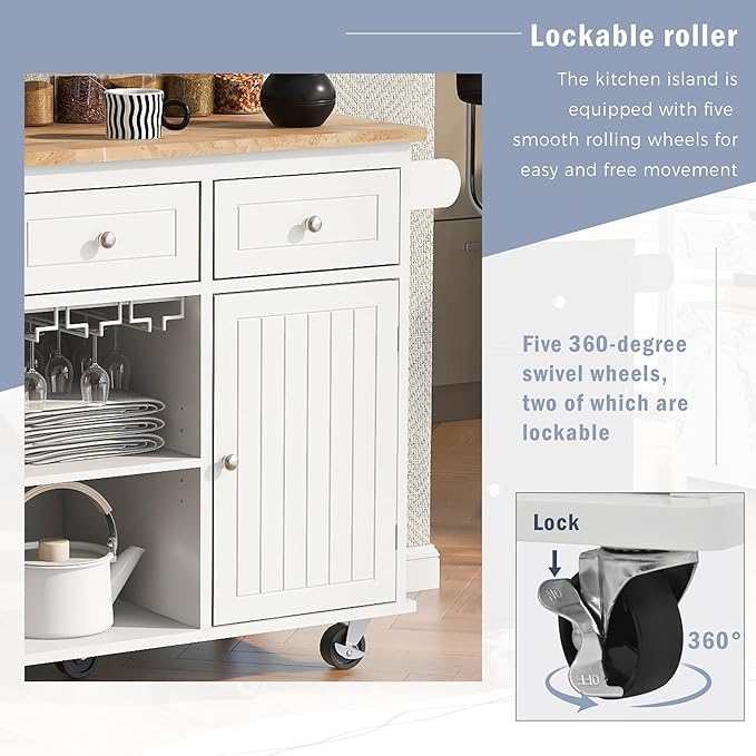 Merax Rubber Wood Kitchen Island - Image 5