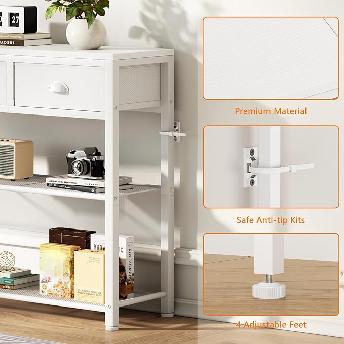 Furologee White Entryway Table, Industrial Entry Way Table - Image 9