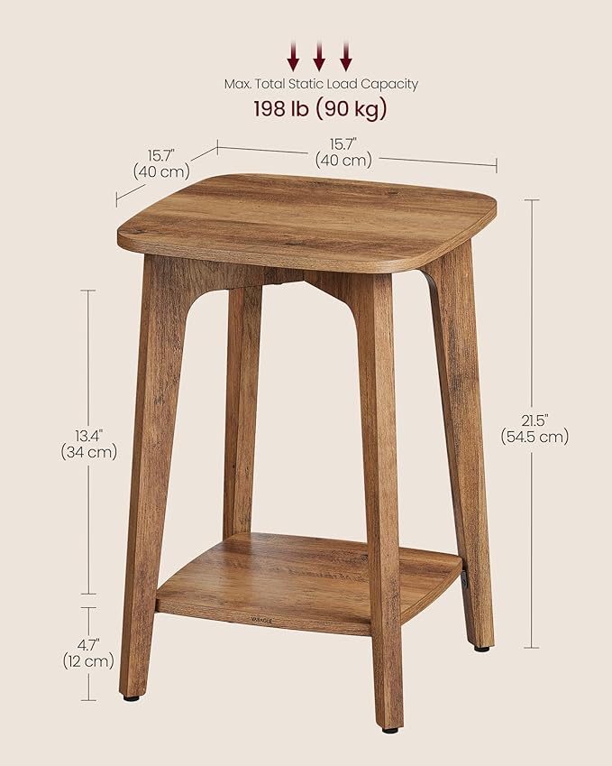 VASAGLE Side Table, Small Square End Table - Image 3