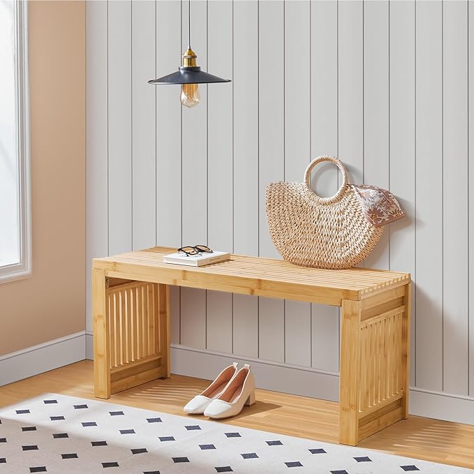 HOOBRO Dining Bench, 35 inch Bamboo Entryway Bench, Farmhouse Kitchen Table - Image 9