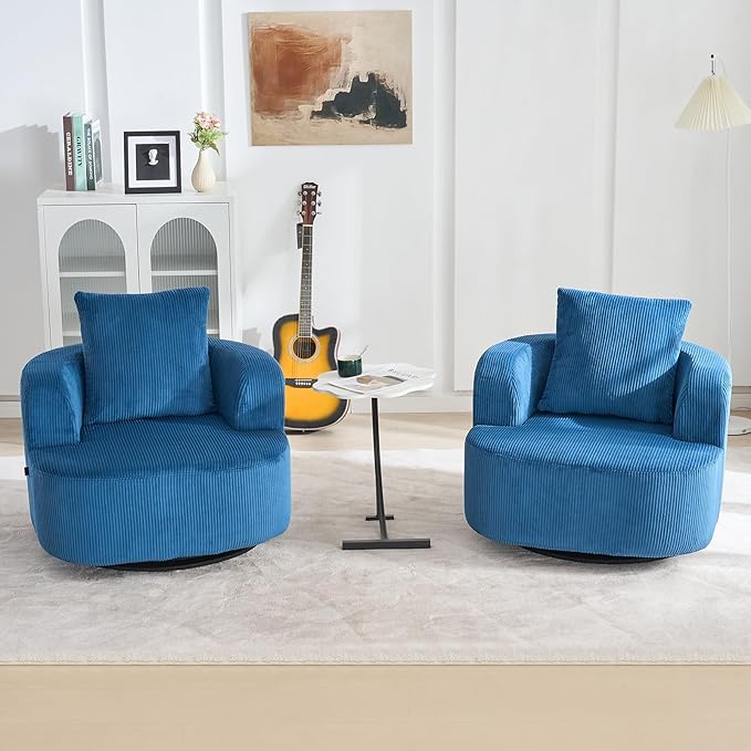 Furnimart 360° Swivel Barrel Accent Chair, Round Upholstered Comfy Lounge Chair - Image 9