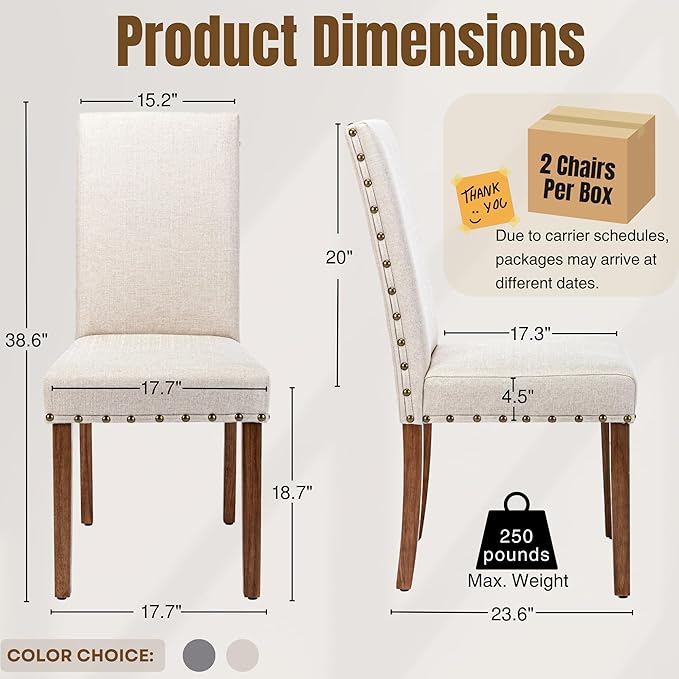 Parsons Kitchen Dining Chair Set Room Modern Upholstered Stylish Fabric High - Image 3