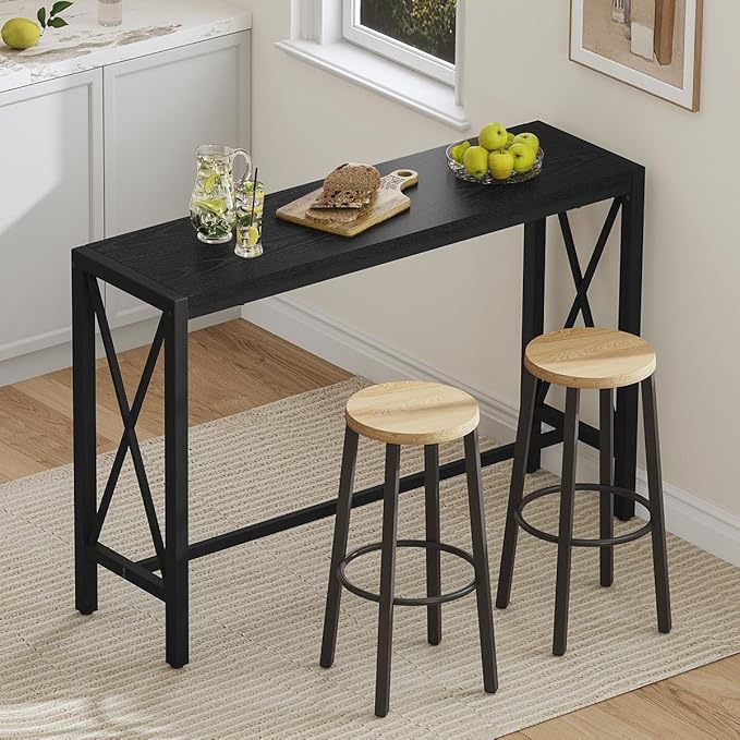 BON AUGURE Bar Table, 55 in Counter Height Pub Table, Tall Narrow Behind Couch - Image 8
