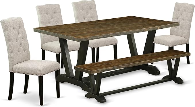 East West Furniture V677EL635-6 6 Piece Dining Table Set Contains a Rectangle by EastWestFurniture