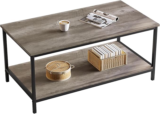 SAYGOER 2-Tier Coffee Table for Living Room Farmhouse Style Center Table by Saygoer