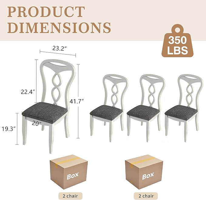 Solid Wood Dining Chair Set of 4, Kitchen Dining Room Chair - Image 7