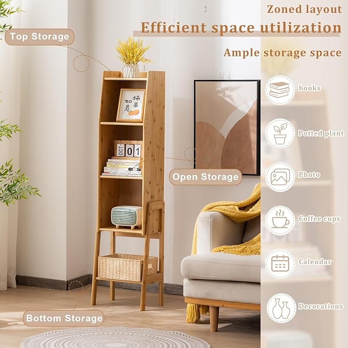 4-Tier Bamboo Bookshelf - Image 3