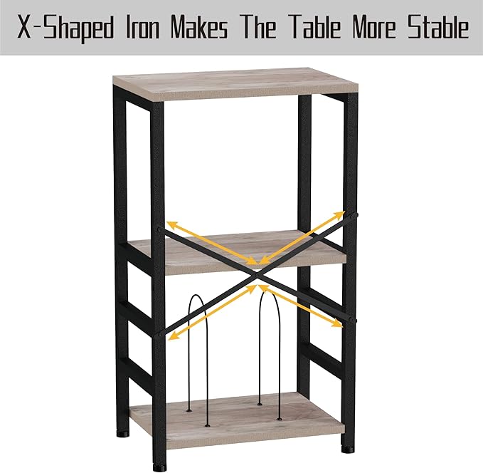 End Table with LED Light, Record Player Stand with Albums Storage, Vinyl - Image 8