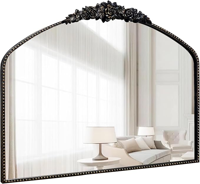 Black Brushed Gold Antique Mirror, Traditional Vintage Mirror - Image 8