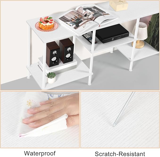 White TV Stand with Storage for 50 Inch TV Modern Entertainment Center with - Image 4